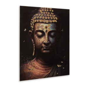 Accent Wall Art Decor, Printed Glass 36x48 Meditating Buddha, Black