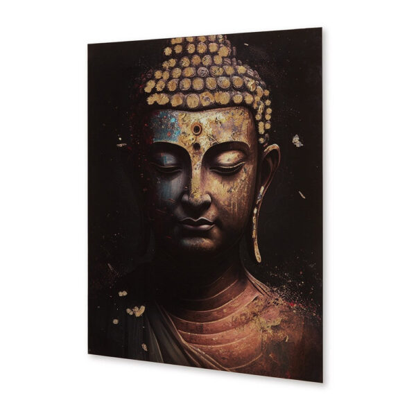 Accent Wall Art Decor, Printed Glass 36x48 Meditating Buddha, Black