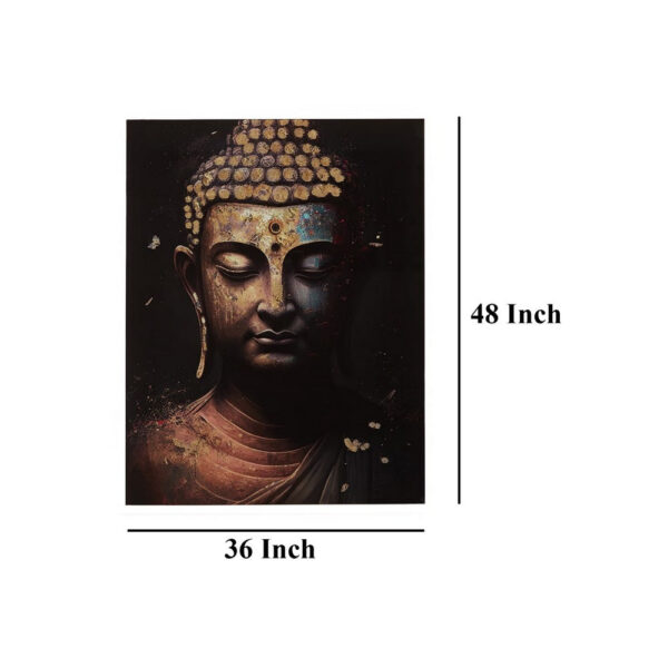 Accent Wall Art Decor, Printed Glass 36x48 Meditating Buddha, Black