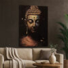 Accent Wall Art Decor, Printed Glass 36x48 Meditating Buddha, Black