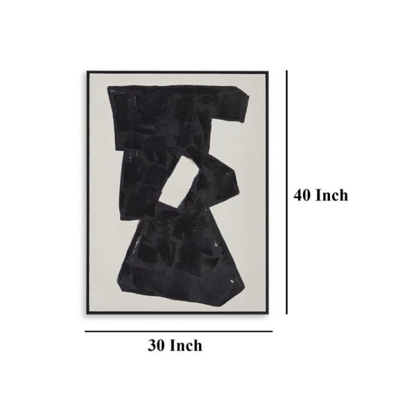 Garcy Wall Art Painting, 30x40, Black and Cream Framed Abstract Decor