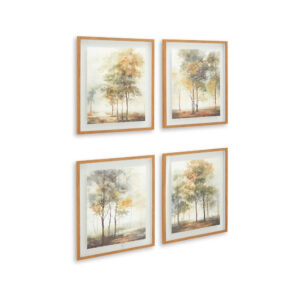 150220266992367fc7c28.jpeg Foryn 4 Piece Wall Art Set, 23x27, Spring Trees Print w Brown Frame