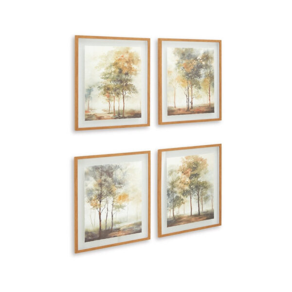 150220266992367fc7c28.jpeg Foryn 4 Piece Wall Art Set, 23x27, Spring Trees Print w Brown Frame