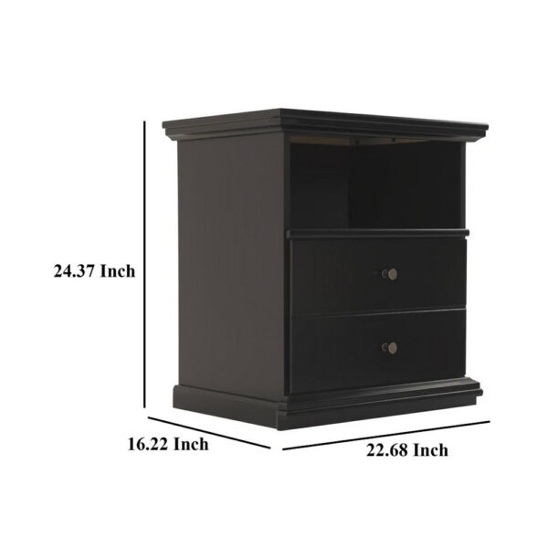 150220266992369818a38.jpeg Boli Nightstand, 1 Storage Drawers, 24 Inch, Black Molded Trim Details