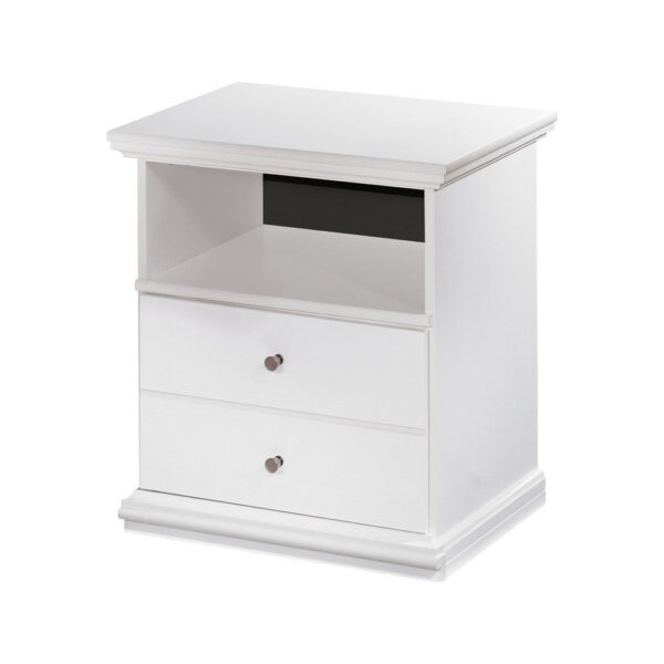 Twik Nightstand, 1 Storage Drawers, 24 Inch, White Molded Trim Details
