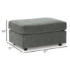 15022026699236ba3509e.jpeg Ratty Ottoman, 33 Inch Rectangular, Plush Cushioned Gray Polyester