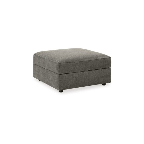 Fola Square Accent Ottoman, 37 Inch Gray, Cupholders with Storage