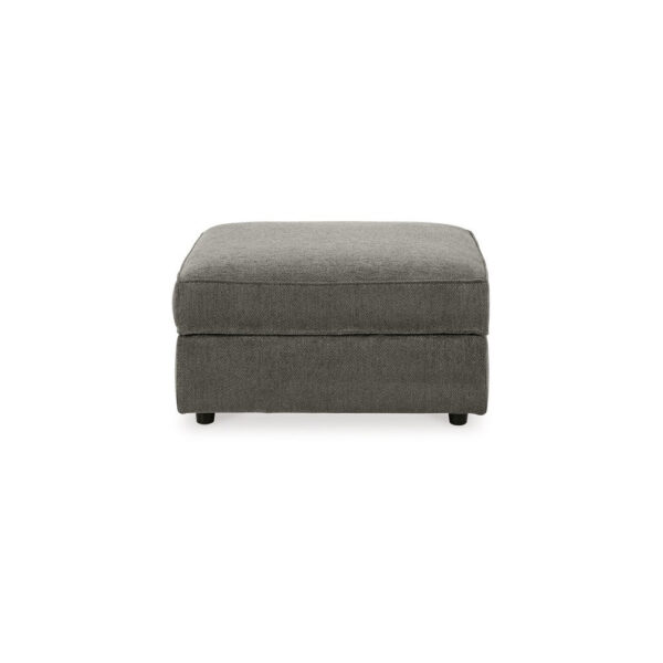 Fola Square Accent Ottoman, 37 Inch Gray, Cupholders with Storage