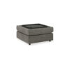 Fola Square Accent Ottoman, 37 Inch Gray, Cupholders with Storage