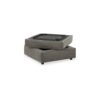 Fola Square Accent Ottoman, 37 Inch Gray, Cupholders with Storage