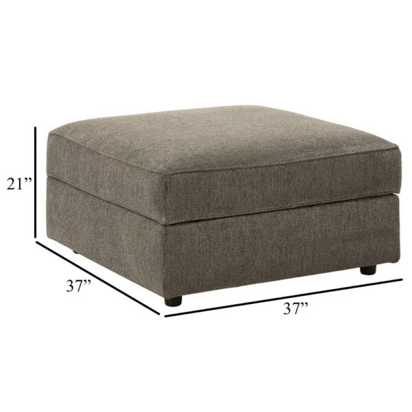 Fola Square Accent Ottoman, 37 Inch Gray, Cupholders with Storage