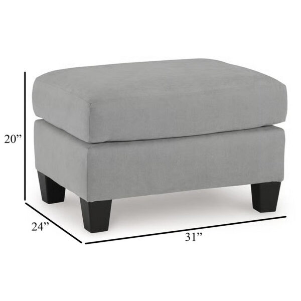 15022026699236e1d5817.jpeg Lebo Accent Ottoman, 31 Inch Rectangular Gray Polyester Cushioned