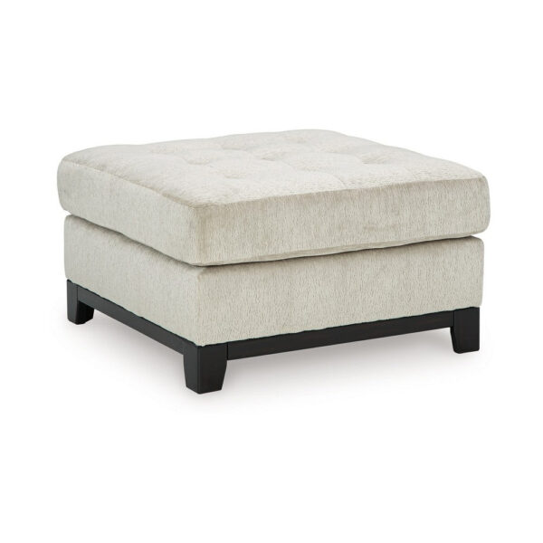 Maxo Accent Ottoman, 36 Inch Square Tufted Seat, Ivory Polyester