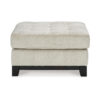 Maxo Accent Ottoman, 36 Inch Square Tufted Seat, Ivory Polyester