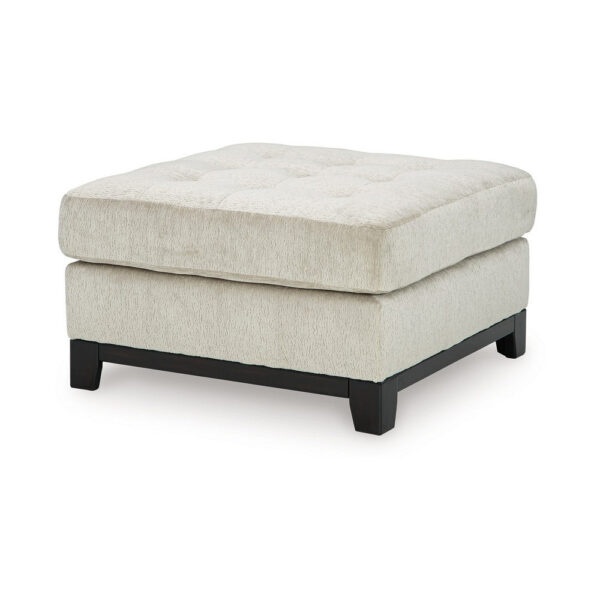 Maxo Accent Ottoman, 36 Inch Square Tufted Seat, Ivory Polyester