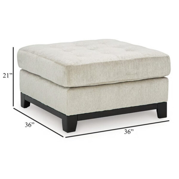 Maxo Accent Ottoman, 36 Inch Square Tufted Seat, Ivory Polyester