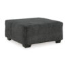Accent Ottoman, 40 Inch Square Top, Modern Style Dark Gray Polyester