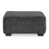 Accent Ottoman, 40 Inch Square Top, Modern Style Dark Gray Polyester