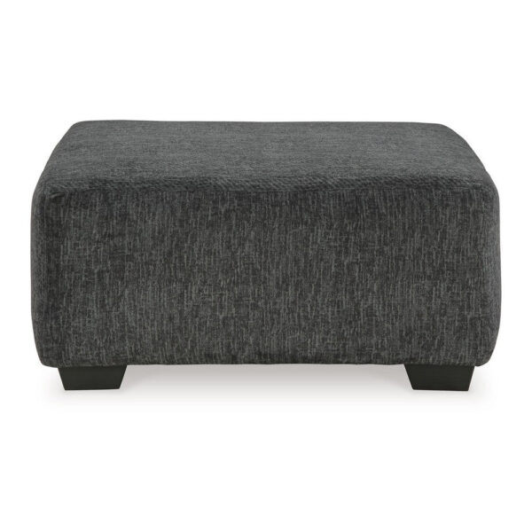 Accent Ottoman, 40 Inch Square Top, Modern Style Dark Gray Polyester