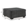 Accent Ottoman, 40 Inch Square Top, Modern Style Dark Gray Polyester