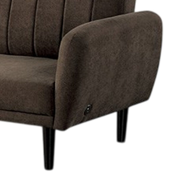 150220266992371dd5baa.jpeg Arz Fold Out Futon Sofa Bed, Dark Brown, Retro Channel Tufted Back