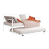 Ham Daybed with Pull Out Trundle, White Slatted Open Metal Frame