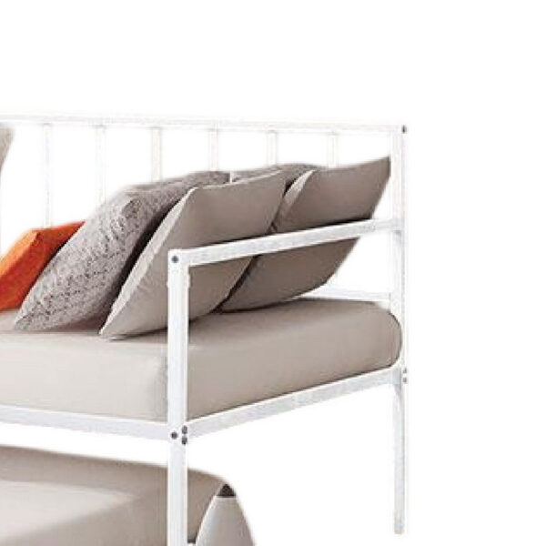Ham Daybed with Pull Out Trundle, White Slatted Open Metal Frame