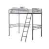 Mylz Twin Loft Bed, Black Metal Frame with Attached Angled Ladder