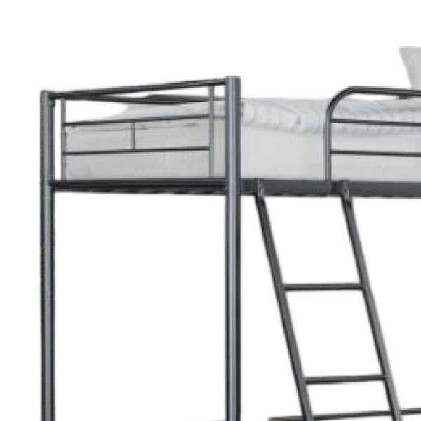 Mylz Twin Loft Bed, Black Metal Frame with Attached Angled Ladder