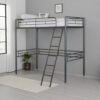 Mylz Twin Loft Bed, Black Metal Frame with Attached Angled Ladder