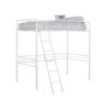 150220266992375c84daf.jpeg Mylz Twin Loft Bed, 61 Inch, White Metal Frame, Attached Angled Ladder