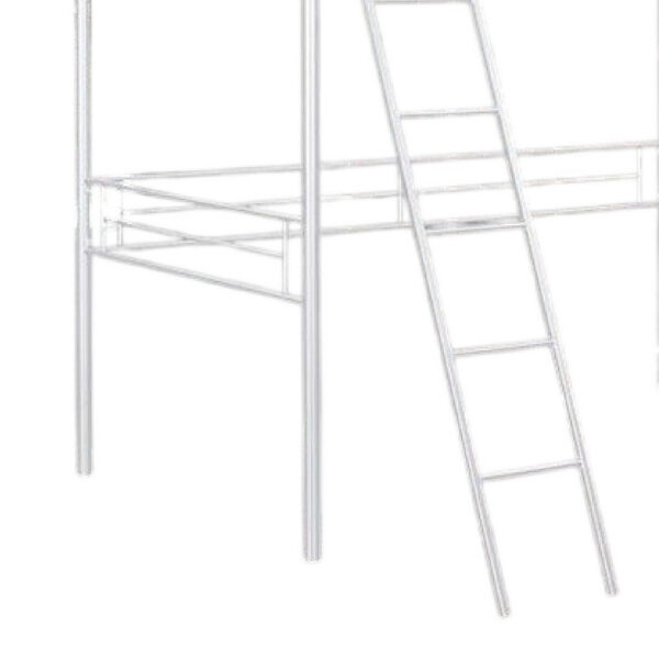15022026699237620c068.jpeg Mylz Twin Loft Bed, 61 Inch, White Metal Frame, Attached Angled Ladder