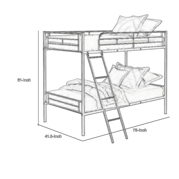 1502202669923763c5f2e.jpeg Mylz Twin Loft Bed, 61 Inch, White Metal Frame, Attached Angled Ladder