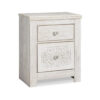 Paxy Nightstand, 2 Drawers, 2 USB Ports, Laminate Whitewash Finish