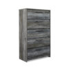 Bays Tall Dresser Chest, 5 Drawers, Modern Rustic Laminate Smoky Gray