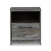 1502202669923780aaafa.jpeg Bays Nightstand, 1 Drawer USB Port, Modern Rustic Laminate Smoky Gray