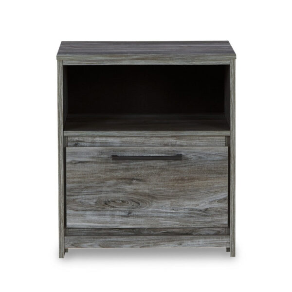 1502202669923780aaafa.jpeg Bays Nightstand, 1 Drawer USB Port, Modern Rustic Laminate Smoky Gray