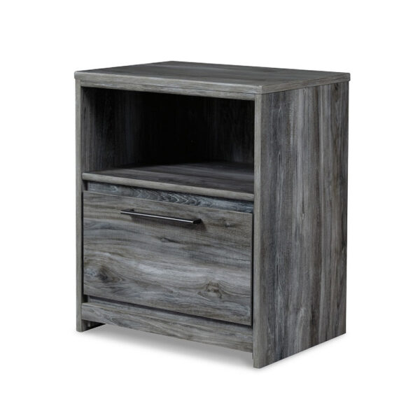 15022026699237825b49b.jpeg Bays Nightstand, 1 Drawer USB Port, Modern Rustic Laminate Smoky Gray