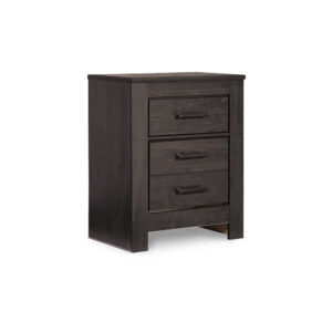 150220266992378a0909d.jpeg Brin Nightstand, 2 Drawers, Rustic Contemporary Laminate Charcoal Gray
