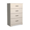 Tely Tall Dresser Chest, 4 Drawers, Modern Farmhouse Laminate White