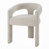 Gamo Set of 2 Side Dining Chair, Rounded Back, Modern White Chenille