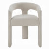 Gamo Set of 2 Side Dining Chair, Rounded Back, Modern White Chenille