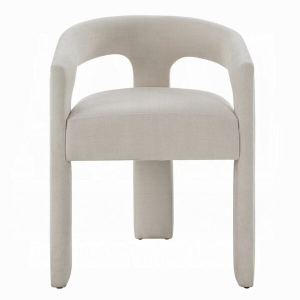 Gamo Set of 2 Side Dining Chair, Rounded Back, Modern White Chenille