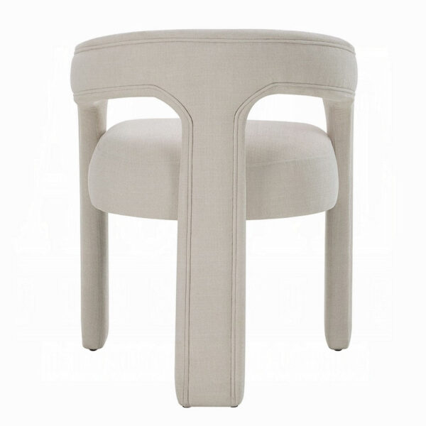 Gamo Set of 2 Side Dining Chair, Rounded Back, Modern White Chenille