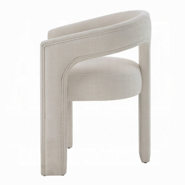 Gamo Set of 2 Side Dining Chair, Rounded Back, Modern White Chenille