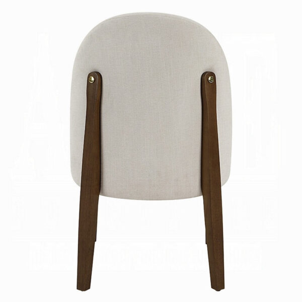 Gamo Set of 2 Side Dining Chair, Brown Rubberwood, Soft White Fabric