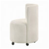 Yodo Dining Side Chair Set of 2, Rolling Caster Wheels, White Chenille