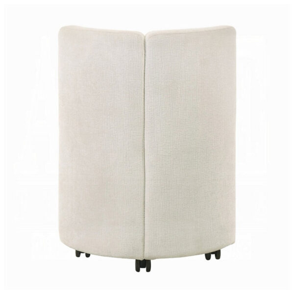 Yodo Dining Side Chair Set of 2, Rolling Caster Wheels, White Chenille