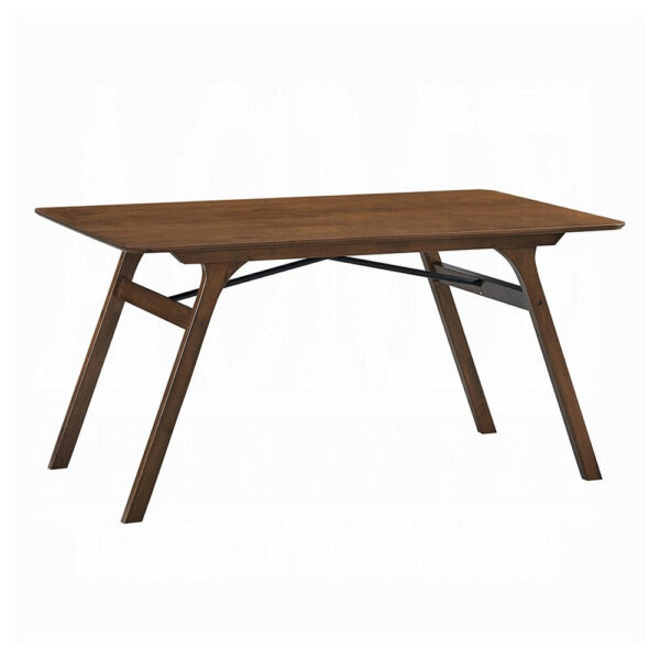 Lumy Dining Table, 59 Inch, Rectangular Top, Walnut Brown Rubberwood