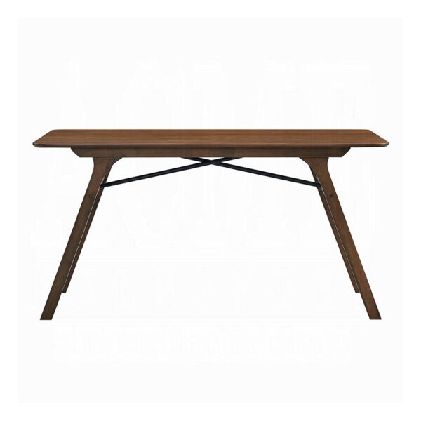 Lumy Dining Table, 59 Inch, Rectangular Top, Walnut Brown Rubberwood